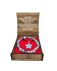 Набор с аквамарином: ожерелье и браслет в коробке - 2