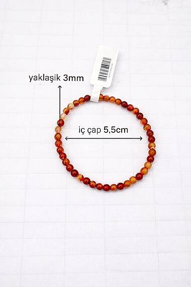 3mm Kırmızı Akik Bileklik - 3