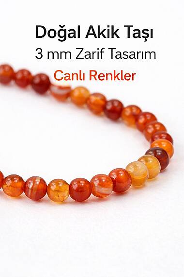 3mm Kırmızı Akik Bileklik - 2