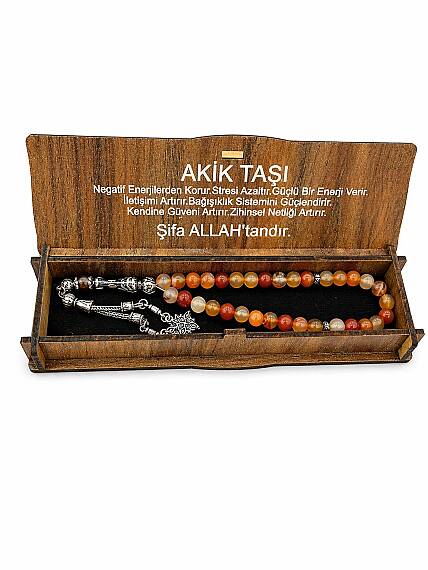 Title: Agate Natural Stone Tasbih with Box - 2