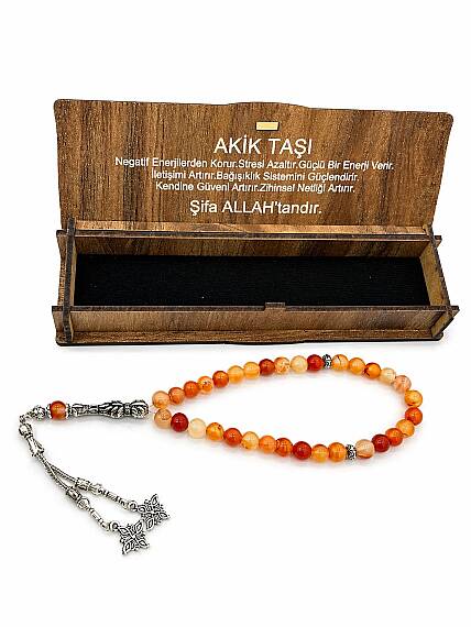 Title: Agate Natural Stone Tasbih with Box - 1
