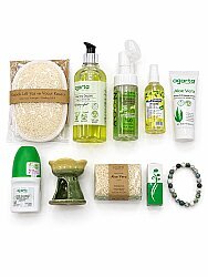 Aloe Vera Grünes Pflegeset – Natürliches Hautpflege Geschenkset | Spa & Aromatherapie | Aloe Vera, Duftlampe, Anti-Stress Armband - 3