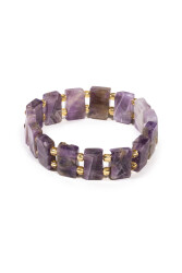 Amethyst Beaded Natural Stone Rolex Bracelet - İpekyol