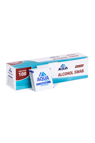 Aqua Alcohol Swab 100 pcs – Sterile and Convenient Medical Hygiene Wipes - 1