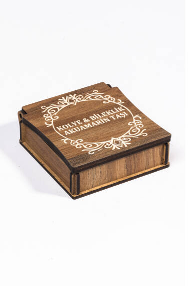 Boxed Aquamarine Stone Necklace and Bracelet Set - 3