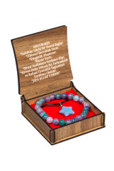 Boxed Aquamarine Stone Necklace and Bracelet Set - 