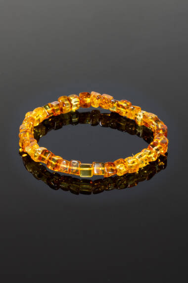 Bracelet en ambre à perles carrées : - 3