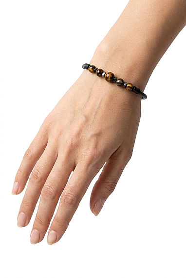 Bracelet en Cuir et Œil de Tigre - 2