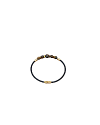 Bracelet en Cuir et Œil de Tigre Doré - 
