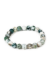 Bracelet en Pierre Naturelle Agate Mousse – Bijou Énergétique Fait Main - İpekyol