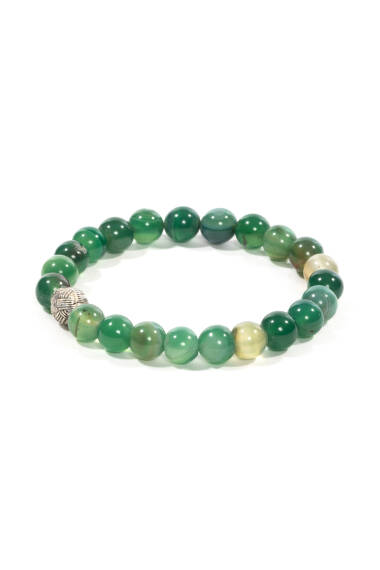 Bracelet en Pierre Naturelle d’Agate Verte - 1