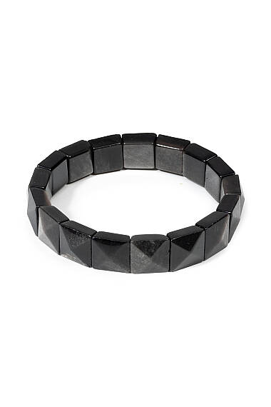 Bracelet en Pierre Naturelle Obsidienne Rectangulaire Style Rolex – Fait Main - 1