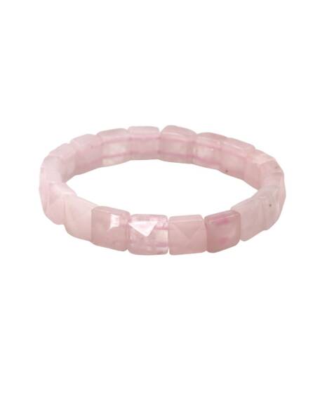 Bracelet Rolex Carré en Pierre Naturelle Quartz Rose – Fait Main et Élégant - 1