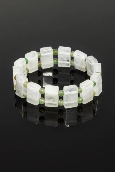 Bracelet Rolex en pierre naturelle Aventurine avec perles de quartz cristal : - 3