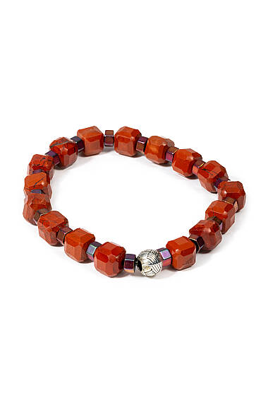 Bracelet Rolex en Pierre Naturelle Jaspe Taille Cube - 1