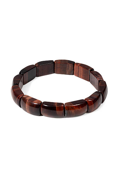 Bracelet Rolex en Pierre Naturelle Œil de Tigre Rouge Rectangulaire - 1