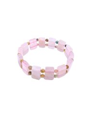 Bracelet Rolex en Pierre Naturelle Quartz Rose à Perles - İpekyol