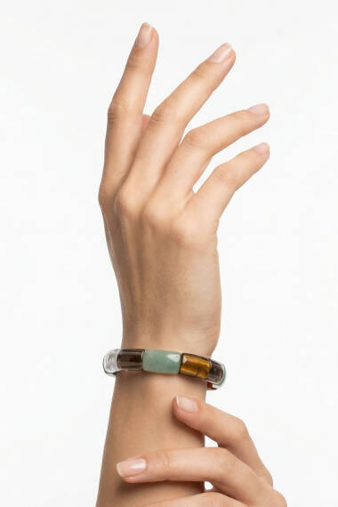 Chakra Natural Stone Slim Rolex Bracelet (Rectangular) – Elegant Unisex Bracelet - 3