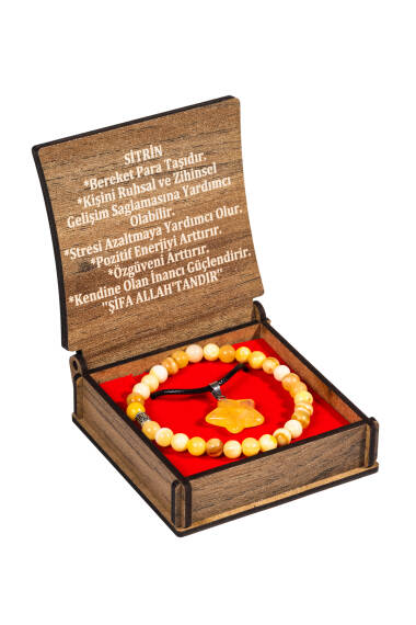 Citrin Stein Halsketten- und Armbands-Set mit Box - 1