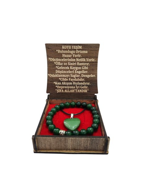 Coffret Collier et Bracelet en Jade Foncé - 2