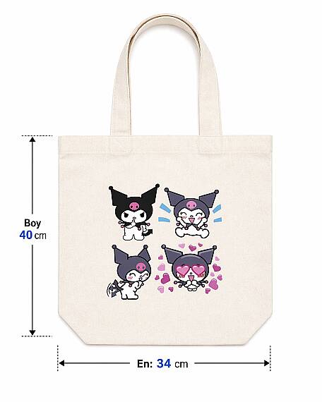 Çok Amaçlı Bez Çanta Kuromi Baskılı - 2