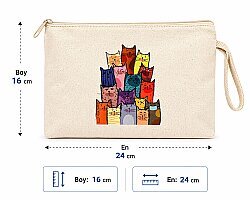 Çok Amaçlı Bez Cüzdan Kedi Baskılı - 2