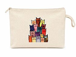 Çok Amaçlı Bez Cüzdan Kedi Baskılı - 