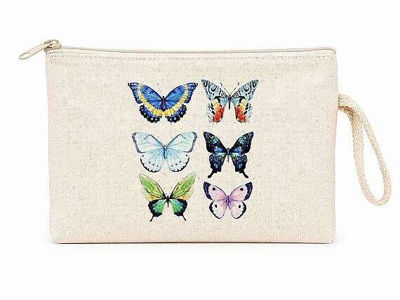 Çok Amaçlı Bez Cüzdan Kelebek Baskılı - 1