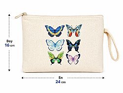 Çok Amaçlı Bez Cüzdan Kelebek Baskılı - 2