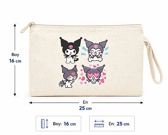 Çok Amaçlı Bez Cüzdan Kuromi Baskılı - 2