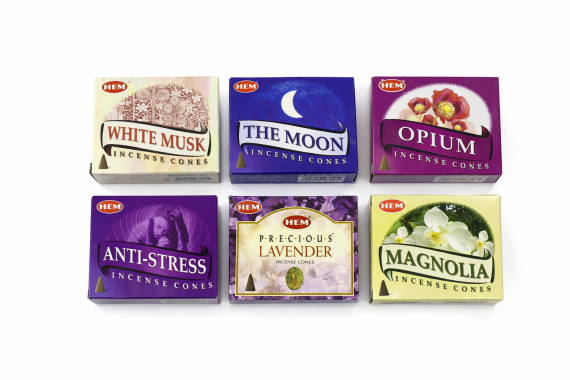 Cone Incense Set (White Musk, The Moon, Anti-Stress, Opium, Lavender, Magnolia) – Relaxing Aromatherapy - 1