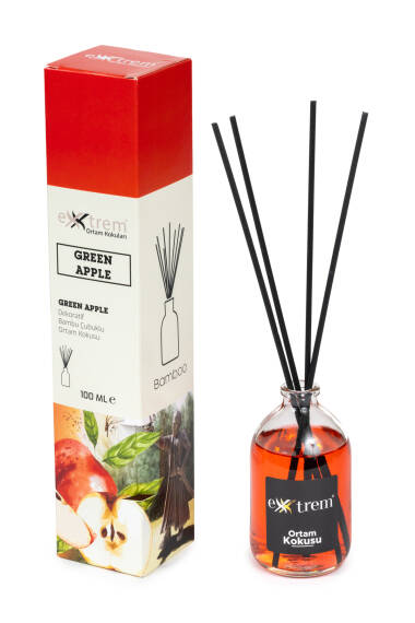 Dekoratif Bambu Çubuklu Oda Kokusu – Green Apple 100ml (Yuvarlak) - 1