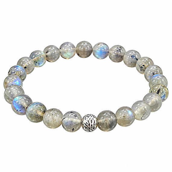 اسم المنتج: سوار من حجر اللابرادوريت الطبيعي (جودة من الدرجة الأولى) – سوار أنيق بانعكاسات لونية لامعة - 1