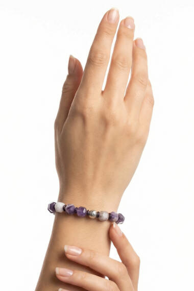 Doğal Taş Küp Ametist Bileklik - 2