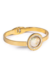 Edelstahl-Manschettenarmband mit Yılancık-Stein für Damen - 