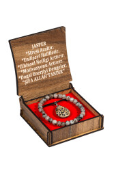 Ensemble Collier et Bracelet en Pierre de Jaspe avec Boîte - 