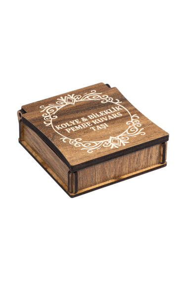 Ensemble Collier et Bracelet en Pierre de Quartz Rose avec Boîte - 3