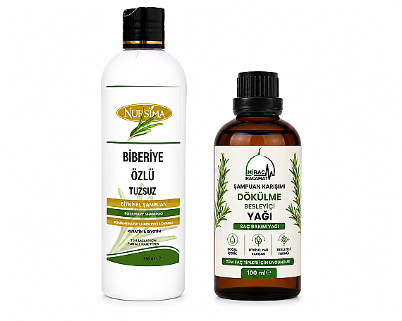 Ensemble Shampooing au Romarin Sans Sulfates & Huile de Soin Capillaire | Enrichi en Kératine et Biotine - 1