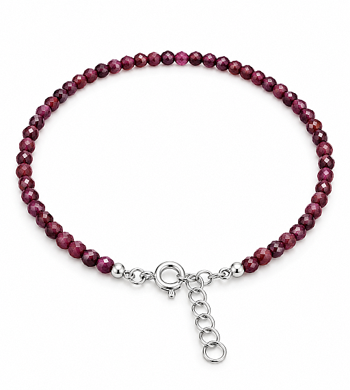 Faset Kesim Garnet (Lal Taşı) Gümüş Klipsli Doğal Taş Bileklik - 1