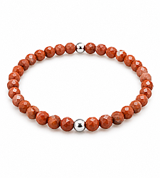 Faset Kesim Kırmızı Jasper Doğal Taş Bileklik (3 mm) - 