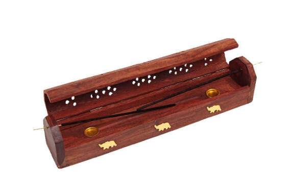 Fil İşlemeli Ahşap Tabut Tütsülük (30cm) - 7