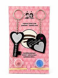 Fingerprint Keychain Set – Couple Gift Heart Design, Spotify Code Keychain, Romantic Gift - 1