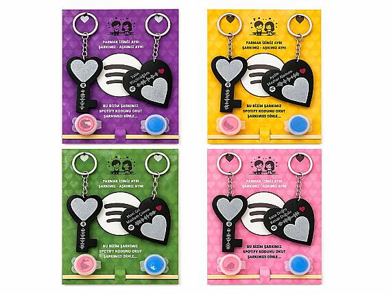 Fingerprint Keychain Set – Couple Gift Heart Design, Spotify Code Keychain, Romantic Gift - 2