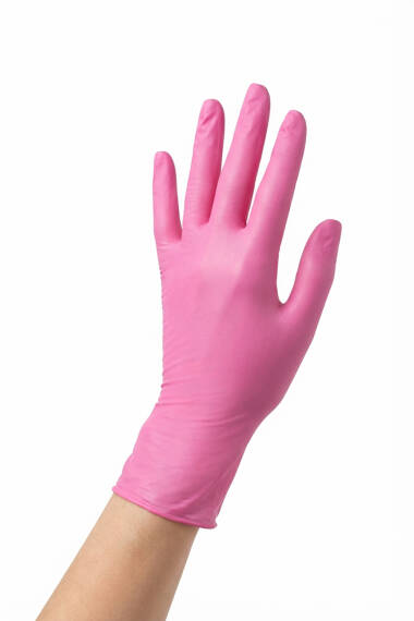 Gants en nitrile sans poudre, rose - 1