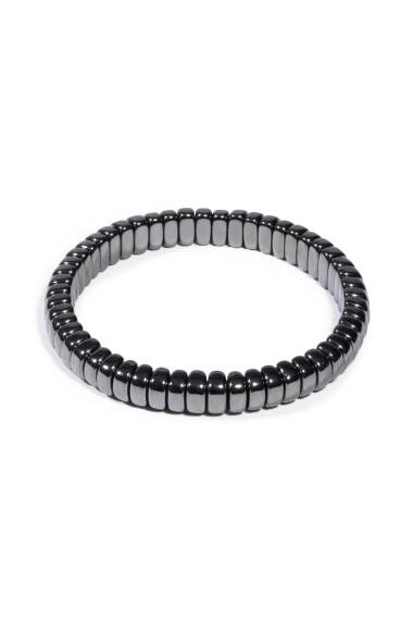 Hematite Natural Stone Rolex Bracelet (Fishbone-Large): - 1