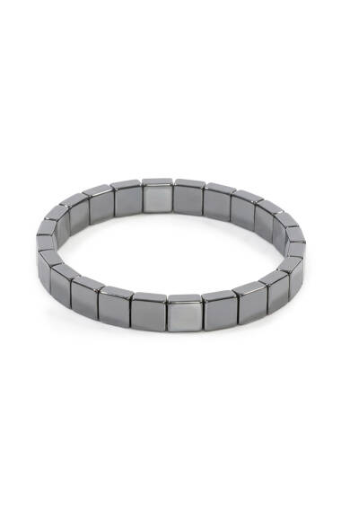 Hematite Natural Stone Rolex Bracelet (Medium Square) – Stylish Unisex Bracelet - 1