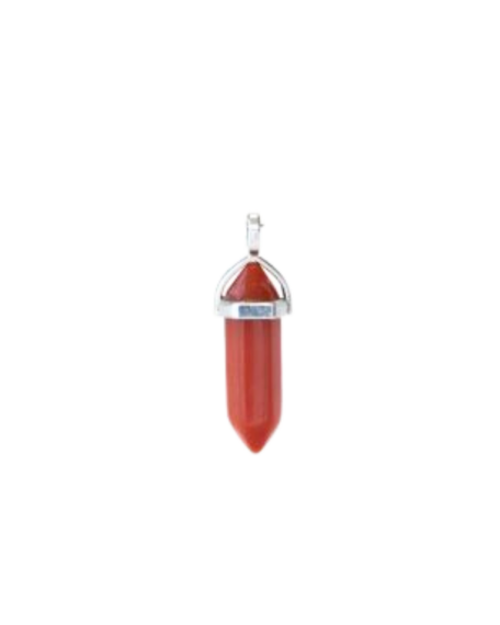 Hexagonal Column-Shaped Red Jasper Stone Pendant - 1