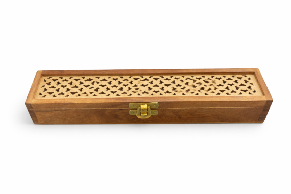 Holz Räucherstäbchen Box mit Spitzenmuster 25 cm - 2