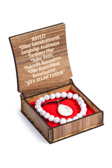 Howlith-Stein Halsketten- und Armbandset mit Geschenkbox - 1