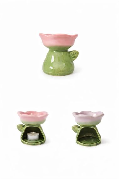 Keramik Duftlampe in Blumenform – Aromatherapie Duftlampe - 3